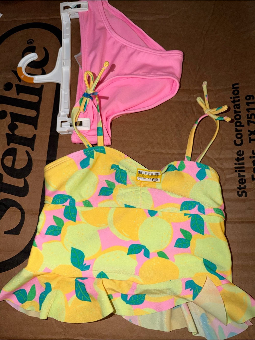 Target Kids Pink and Yellow Lemon Print Swim Set